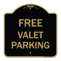 Signmission Designer Series Sign-Free Valet Parking, Black & Gold Aluminum Sign, 18" x 18", BG-1818-23939 A-DES-BG-1818-23939